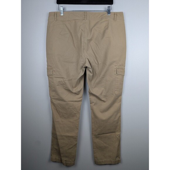 American Living Women's Cargo Pants Size 14 Tan Khaki Snap Up Pockets Straight - Picture 7 of 10